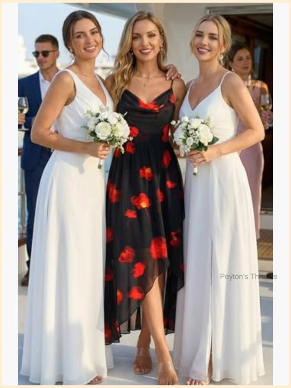 Floral Midi Dress Spaghetti Strap Cowl Neck A-Line Smocked Back Wedding Guest - Picture 2 of 7